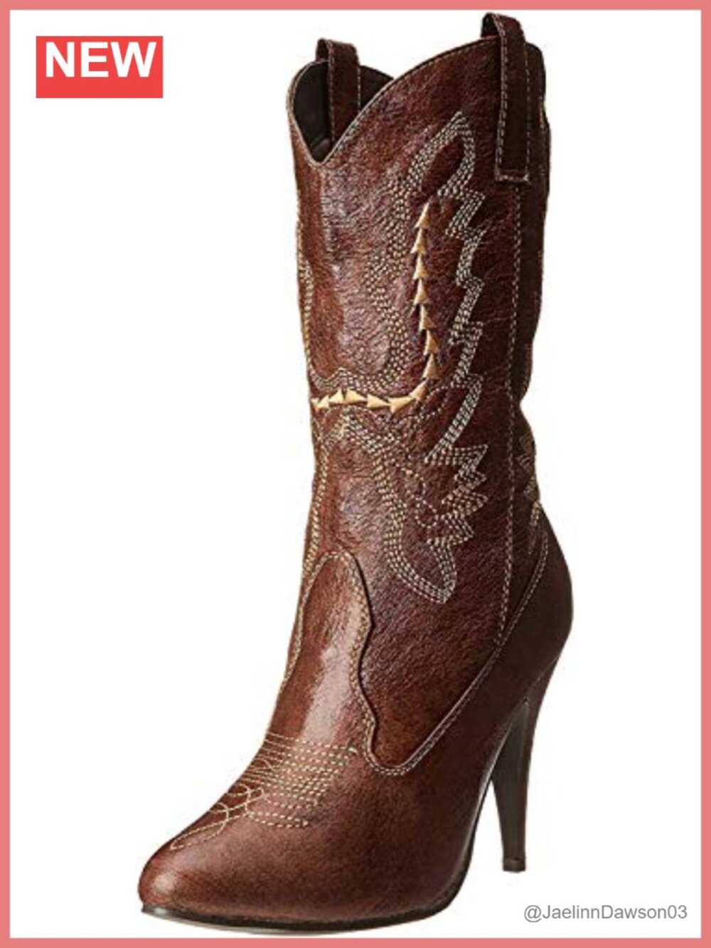 Ellie Shoes Women's Western Cowgirl Boot Distressed PU Stacked Heel Mid-Calf